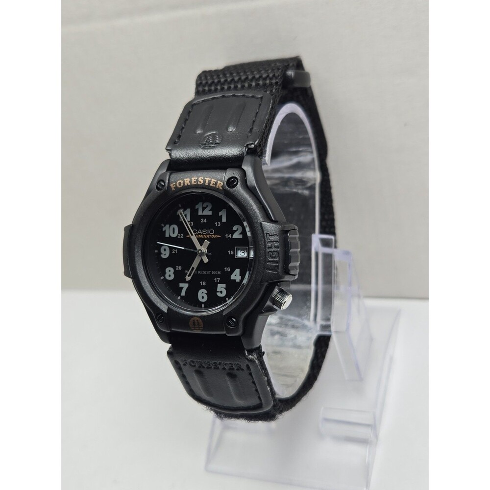 Casio Forester Illuminator Mens Field Watch Black Leather Date Sport New Battery - Picture 2 of 11
